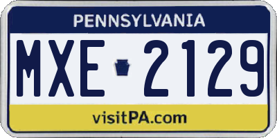 PA license plate MXE2129