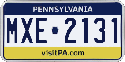 PA license plate MXE2131