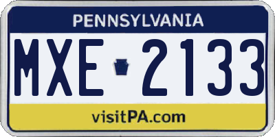 PA license plate MXE2133