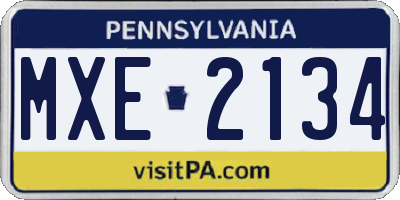 PA license plate MXE2134