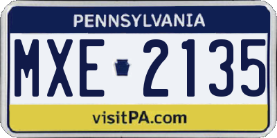 PA license plate MXE2135
