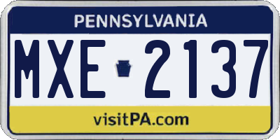 PA license plate MXE2137
