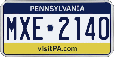 PA license plate MXE2140