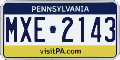 PA license plate MXE2143