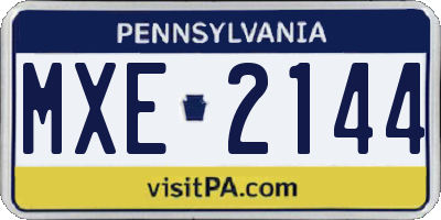 PA license plate MXE2144