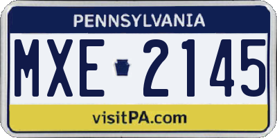 PA license plate MXE2145