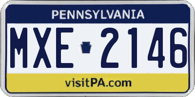 PA license plate MXE2146