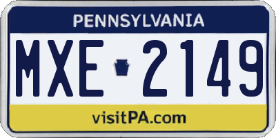 PA license plate MXE2149