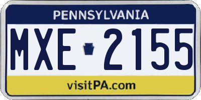 PA license plate MXE2155