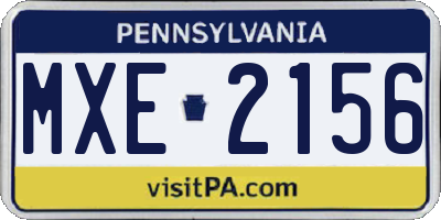 PA license plate MXE2156