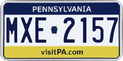 PA license plate MXE2157
