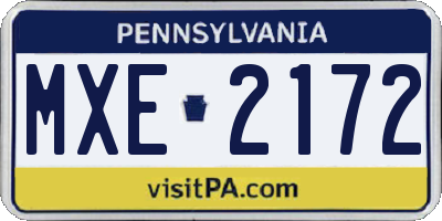 PA license plate MXE2172