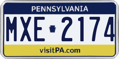 PA license plate MXE2174
