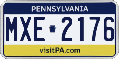 PA license plate MXE2176