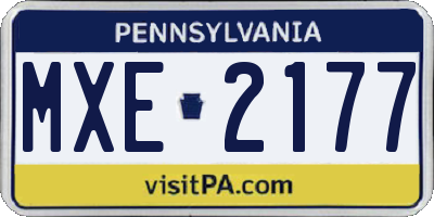PA license plate MXE2177
