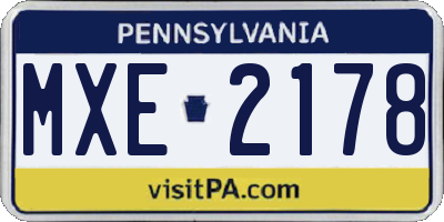 PA license plate MXE2178