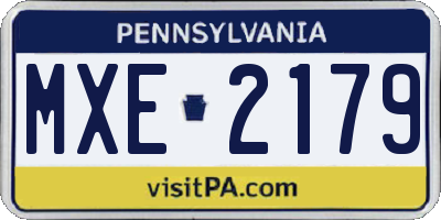 PA license plate MXE2179