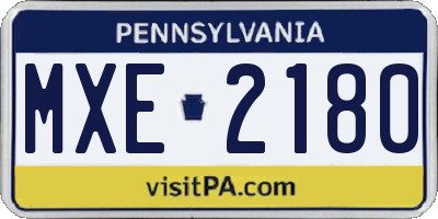 PA license plate MXE2180