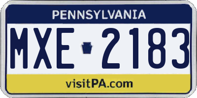 PA license plate MXE2183