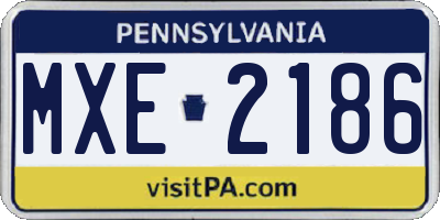 PA license plate MXE2186