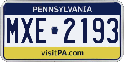 PA license plate MXE2193