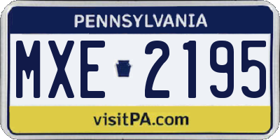 PA license plate MXE2195