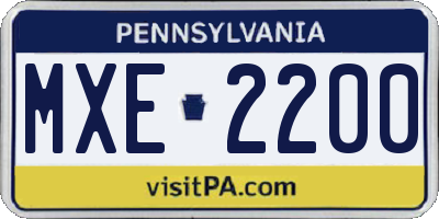 PA license plate MXE2200