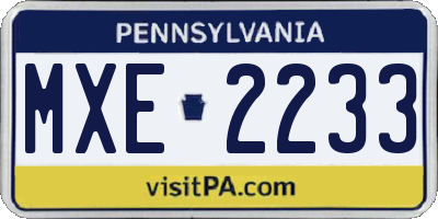 PA license plate MXE2233