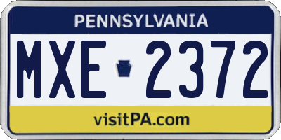 PA license plate MXE2372