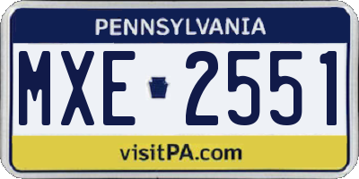 PA license plate MXE2551