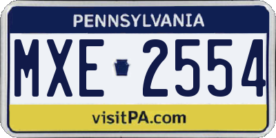PA license plate MXE2554