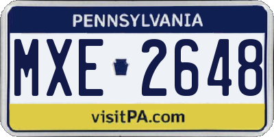 PA license plate MXE2648