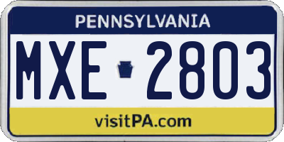 PA license plate MXE2803