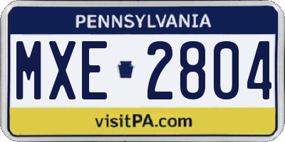 PA license plate MXE2804