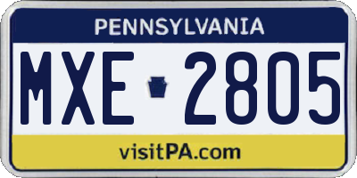 PA license plate MXE2805
