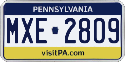 PA license plate MXE2809