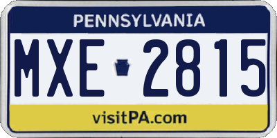 PA license plate MXE2815