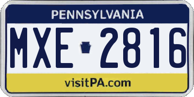 PA license plate MXE2816