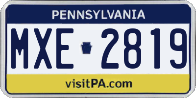PA license plate MXE2819