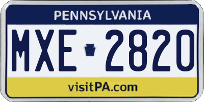 PA license plate MXE2820