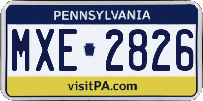 PA license plate MXE2826