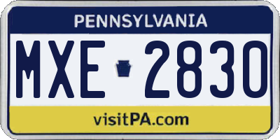 PA license plate MXE2830
