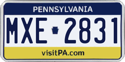 PA license plate MXE2831