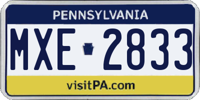 PA license plate MXE2833