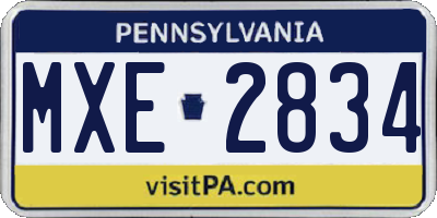 PA license plate MXE2834