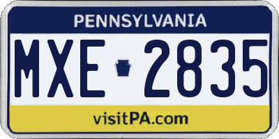 PA license plate MXE2835
