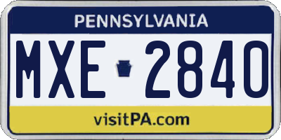 PA license plate MXE2840