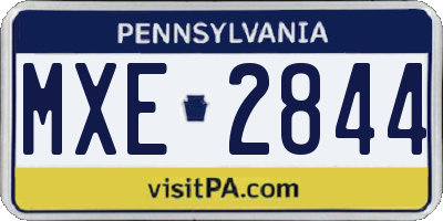 PA license plate MXE2844