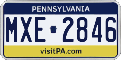 PA license plate MXE2846