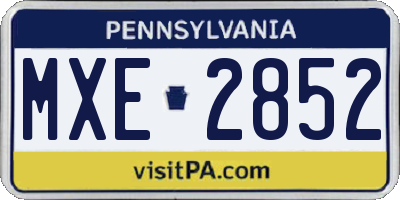 PA license plate MXE2852